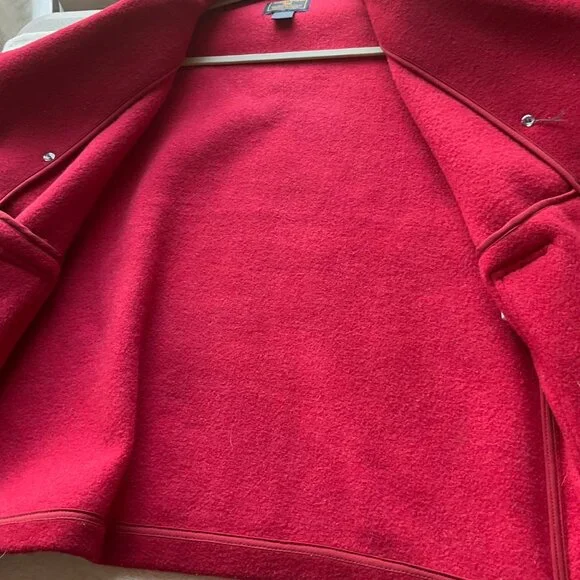 Woolrich Womens Sz Medium Pea coat Wool blend Ruby Red Double breasted - Picture 5 of 11